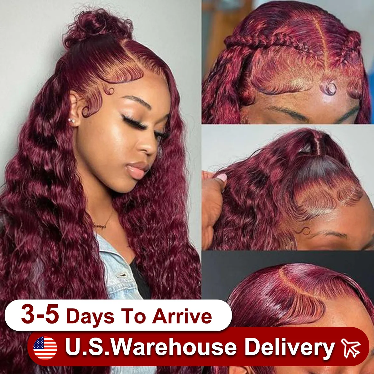 

99J Бордовый 13x6 HD Глубокая волна Кружевные фронтальные парики Цветные вьющиеся человеческие волосы Парик Красный Глубокая волна Парик фронтальной застежки 30 дюймов