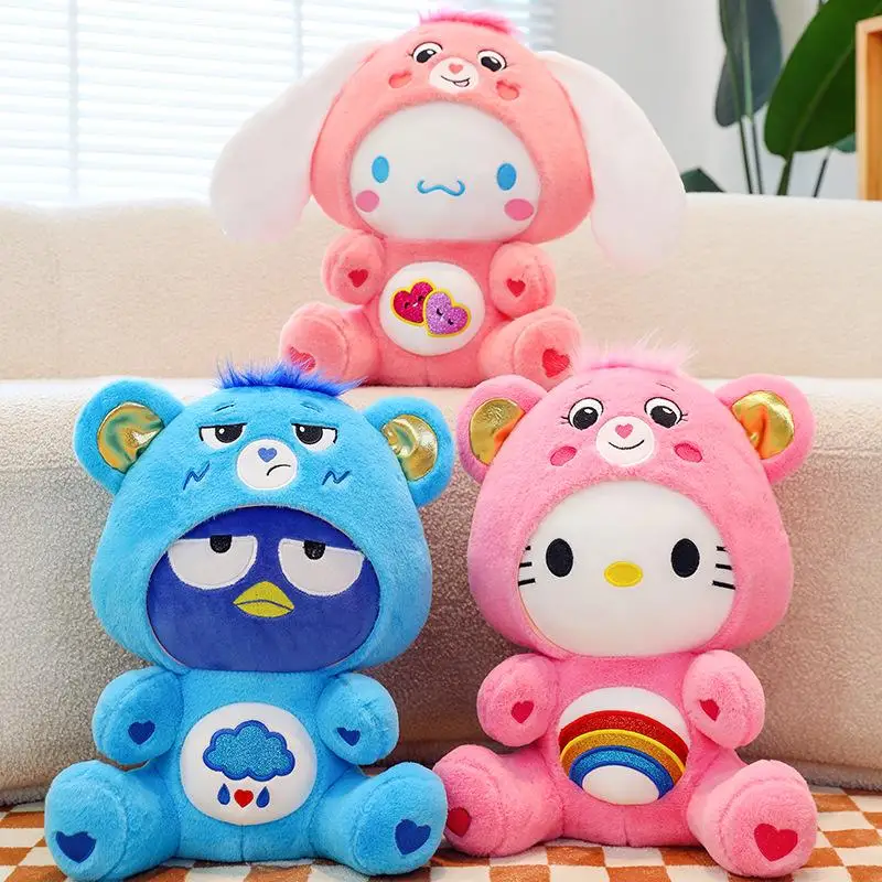 Care Bear Cross-Dressing Sanrio Hello Kitty Plush Doll Cartoon Cute Plush Toy Plush Pillow Sofa Ornaments Room Decoration Gift