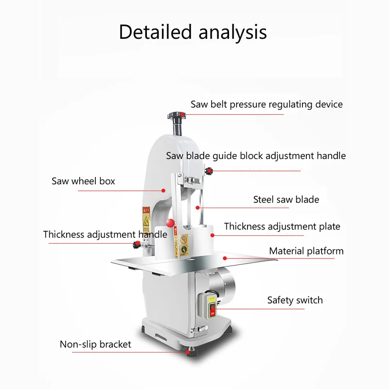 Электрическая пила для костей 1500 Вт, резак для мяса, столешница из нержавеющей стали, ленточная пила для замороженного мяса, коммерческая машина для резки костей, кость