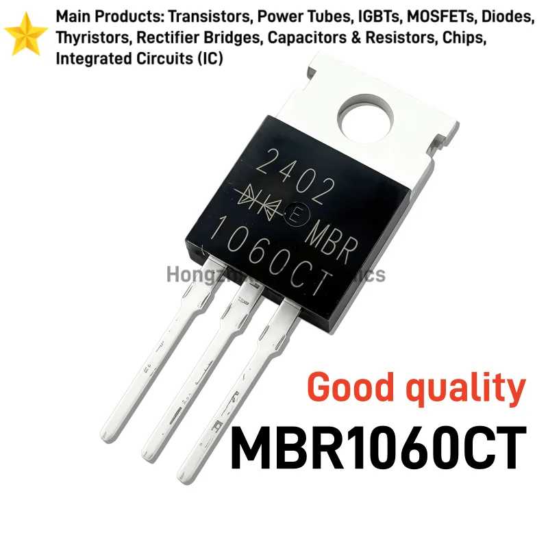 10PCS MBR1060CT TO-220 Schottky Barrier Rectifier Diode 10A 60V Common Cathode Dual Diode Electronic Components