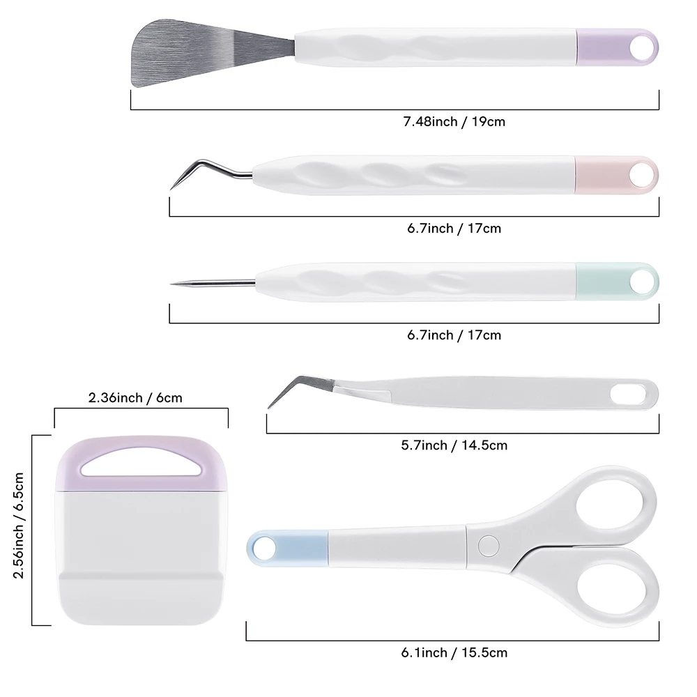 6pcs/set Craft Vinyl Weeding Tools Set Must-have Precision Scissors Spatula Tweezers Weeding tool Scraping Tool And Piecing Tool