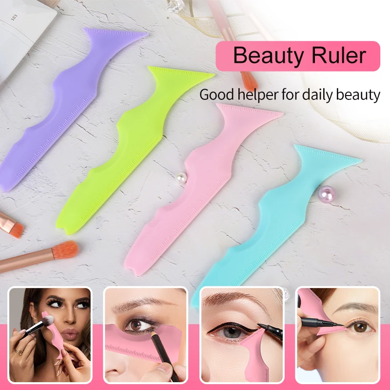 Herbruikbare Siliconen Eyeliner Liniaal Oogmake-Up Stencils Eyeliner Sjabloon Vormgeven Tools Wimper Lippenstift Schoonheid Linialen