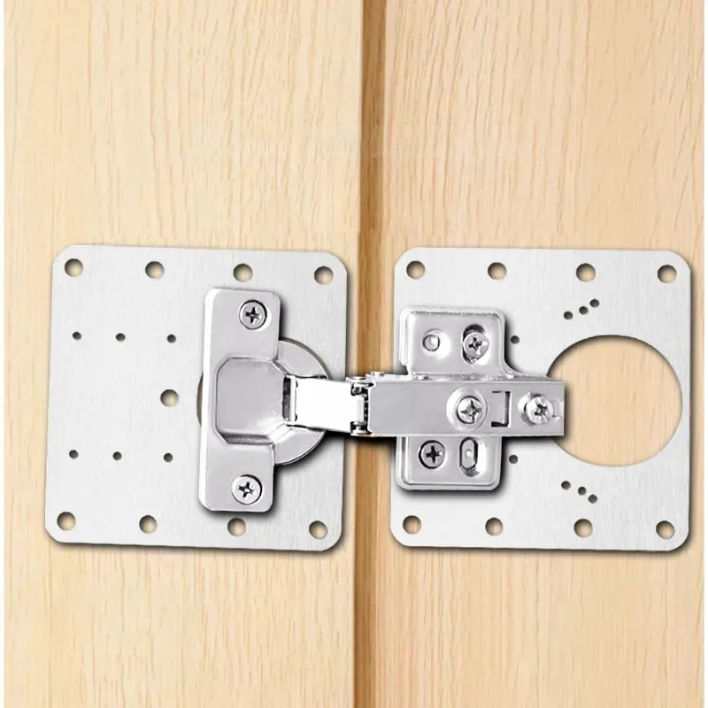 yes2Sets Hinge Repair Plate Kitchen Cabinet Door Hinges Mounting Plate with Screw Flat Fixing Brackets Furniture Hardware Tools