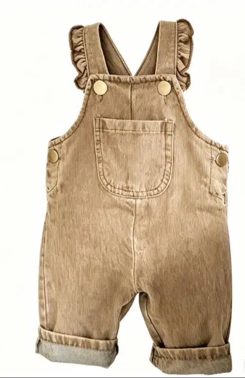 Little Toddler Girl Overalls Casual Solid Flying Sleeve Pants Jumpsuit