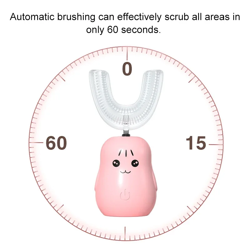 Spazzolino elettrico per bambini per bambini Smart 360 gradi di pulizia U silicone USB spazzolino da denti ad ultrasuoni automatico per denti