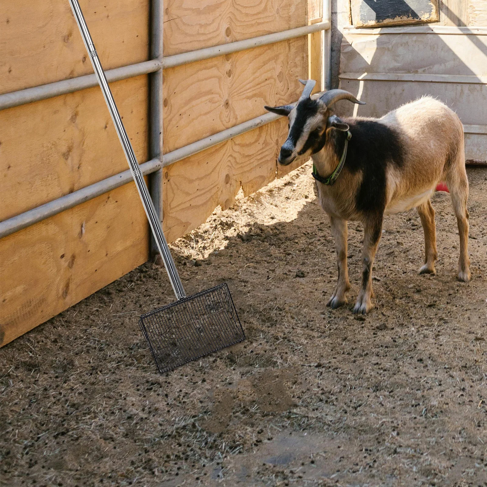 

Long Handle Litter Sifting Tool Heavy Duty Metal Chicken Manure Trowel for Cattle Sheep Enclosures Bird Poop Remover Planting
