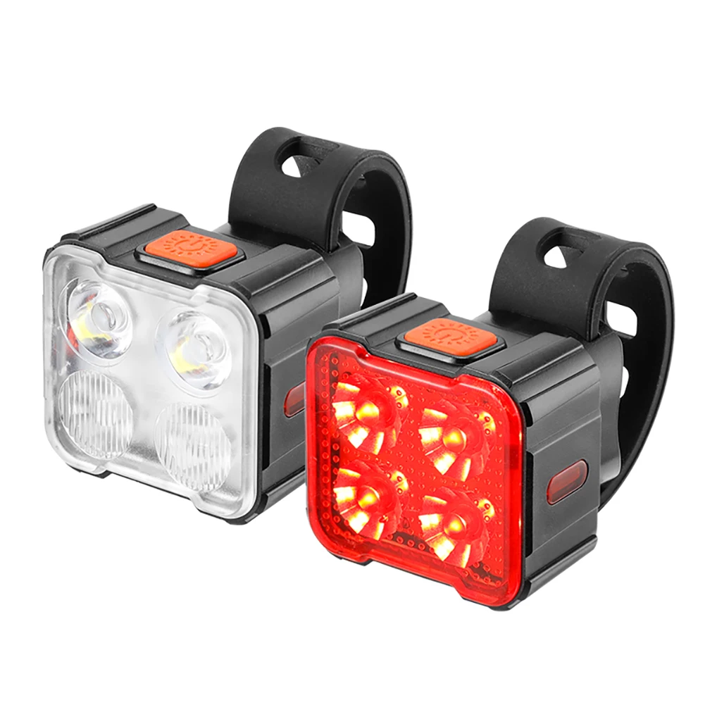 Bicycle Front Rear Lights LED Bike Headlight Cycling Taillight Type-C USB Rechargeable High Brightness Cycling Accessories