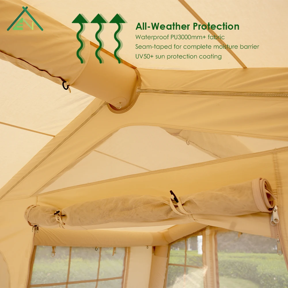 AT17.28 17.28 5-6 Person Inflatable Air Tent Luxury Cotton Canvas Waterproof Four-Season UV Protection Easy Tent