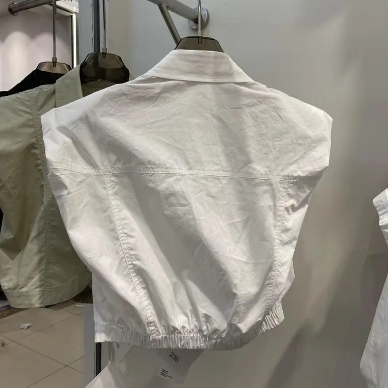 2024 Spring/Summer New Korean Edition Loose Single breasted Short sleeveless Solid Color Shirt Top Women's Fashion