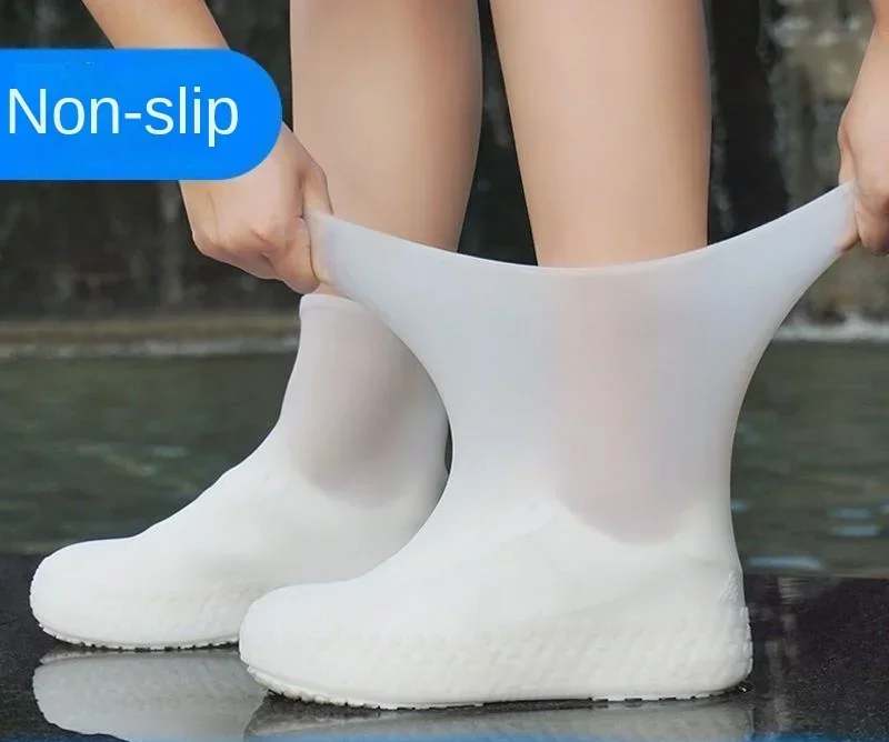 1 Pasang penutup sepatu silikon karet kedap air Lip-resistant Boot perlengkapan hujan Overshoes aksesoris untuk luar ruangan hari hujan