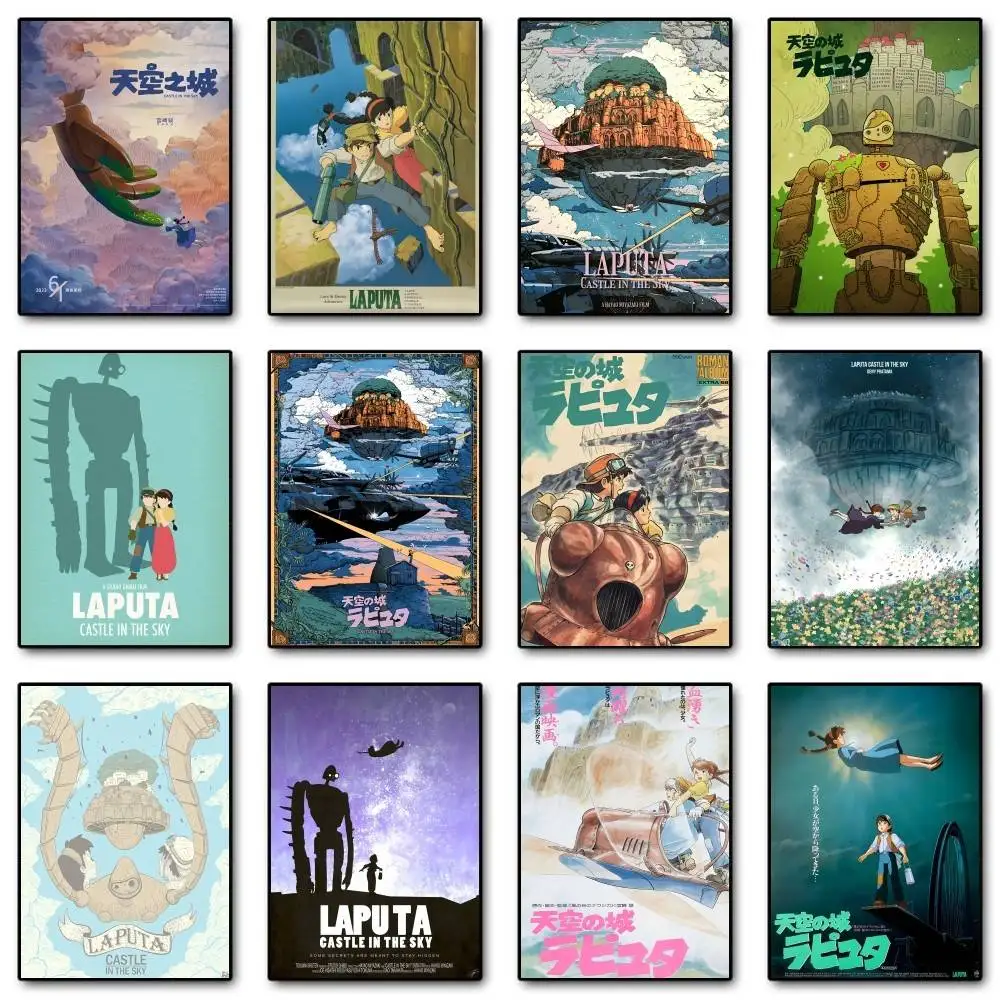 Klassisches L-Laputa Anime C-Castle In The Sky Poster Hochwertiger Druck Wasserdichter Wandkunstaufkleber für Bar Wohnzimmer Dekor Geschenk