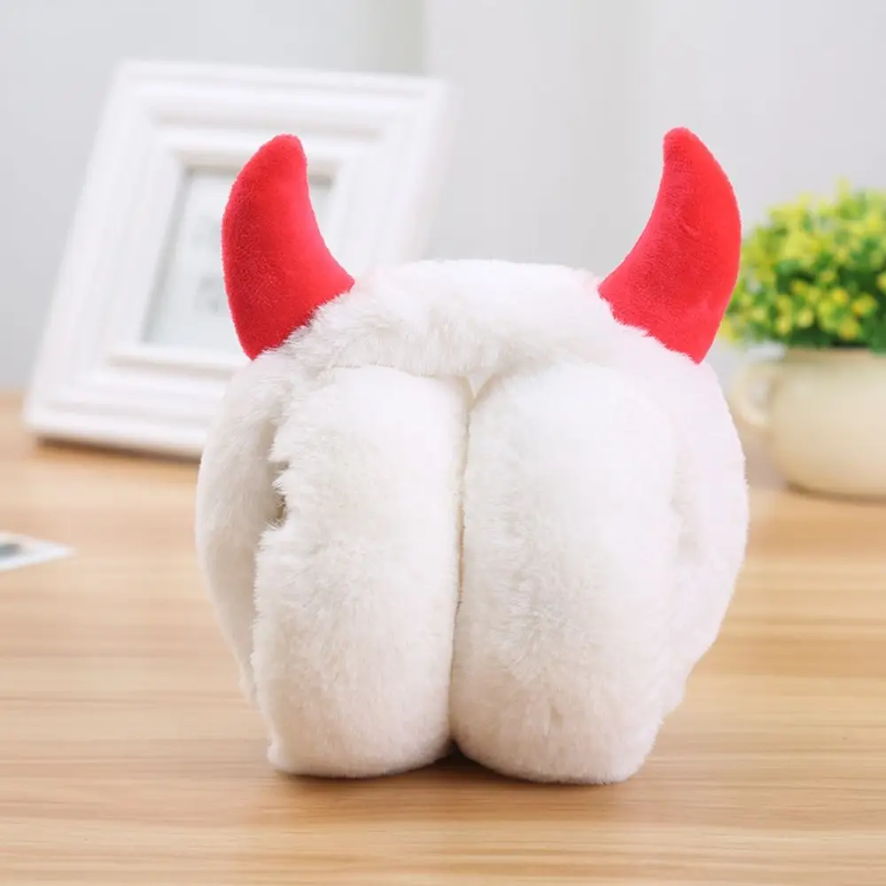 Comfortable Faux Rabbit Fur Devil Horn Earmuffs Solid Color Ear Cover Ear Cover Ear-Muffs Foldable Ear Warmer Autumn And Winter