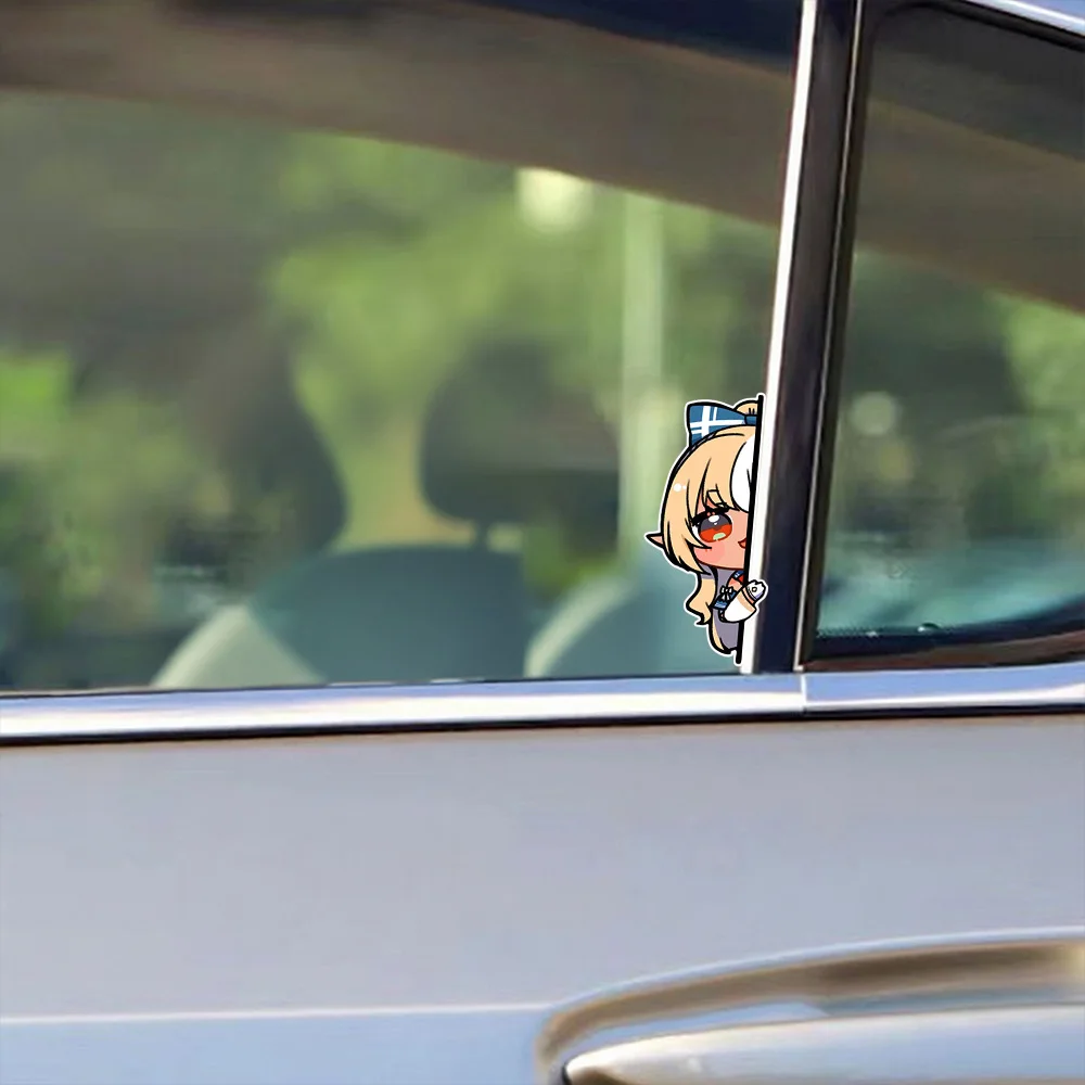 Anime Shiranui Flare Peeking Sticker For Car Hololive Girl Window Body Hood Decor Die Cutting Waterproof Prevent PVC Vinyl Decal