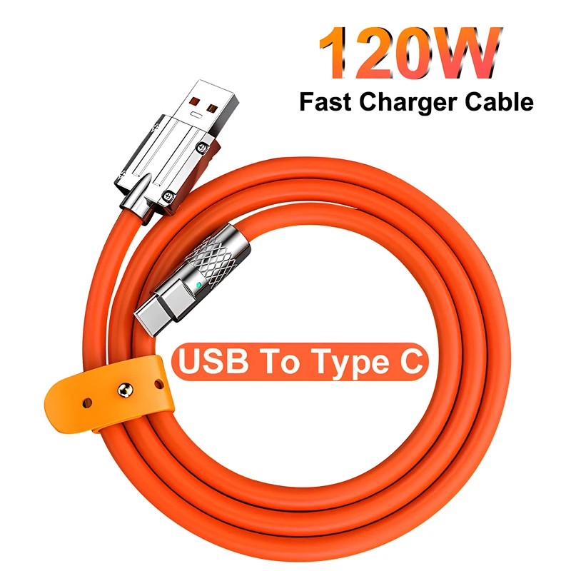 

6A 120W Fast Charger Cable For iPhone 14 13 Pro Max USB To Type C For Xiaomi Huawei Samsung Liquid Silicone Quick Chaeging Wire
