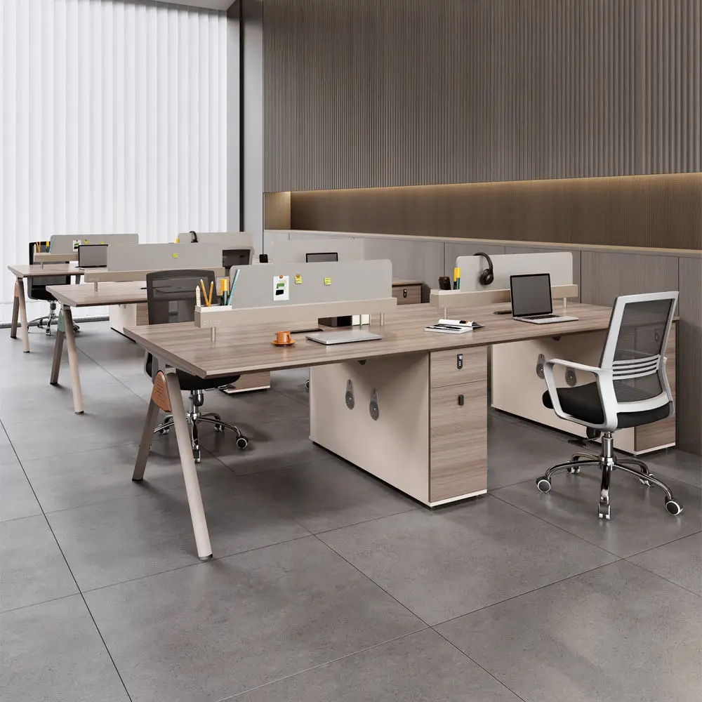 

Modular Wooden Panel Office Desk With Movable Partition Cubicles Modern Workstation Furniture