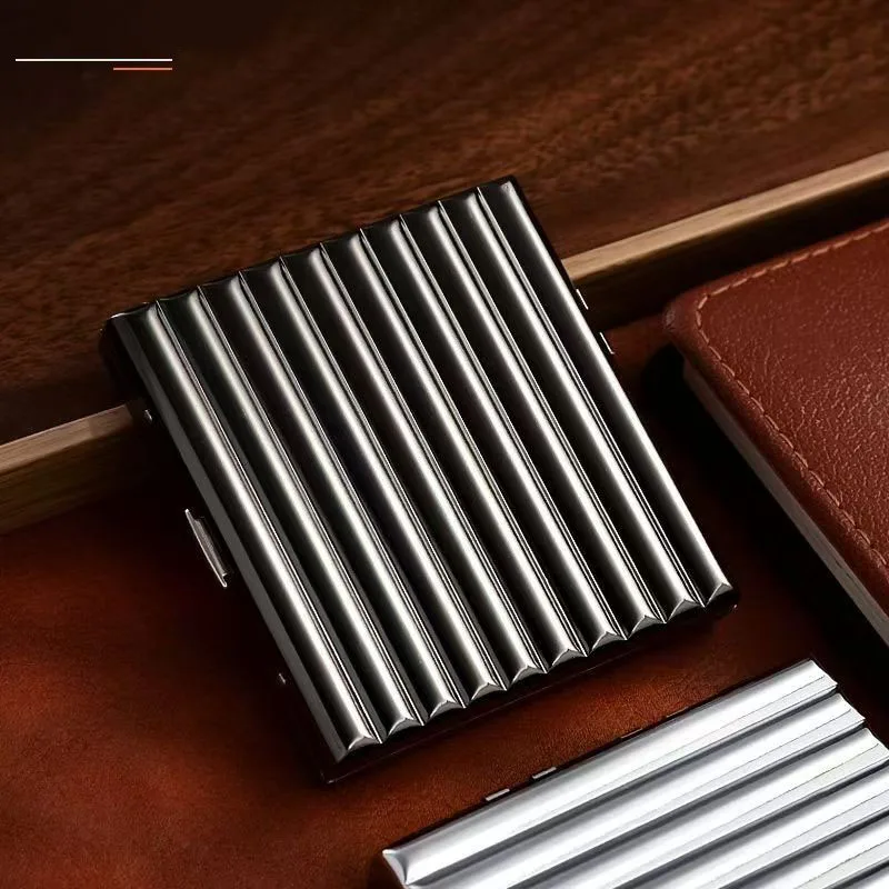 Aviation Aluminum Corrugated Cigarette Case I Waterproof&Shockproof Stainless Steel Clip |Rustproof Slim Metal Holder men's Gift