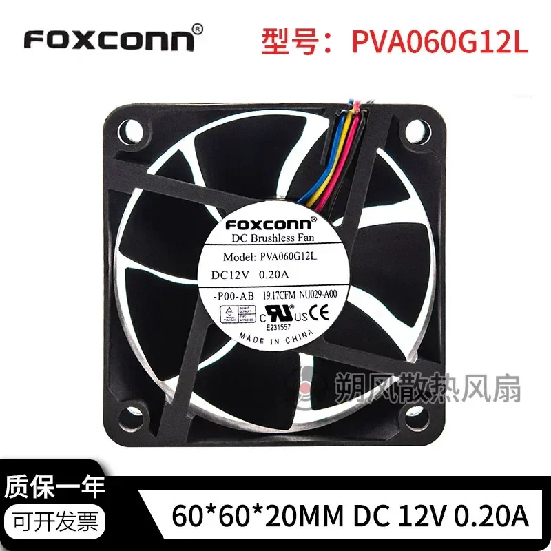 for FOXCONN PVA060G12L 6025 6CM 12V 0.20A PWM Temperature Controlled 4 Wire Cooling Fan