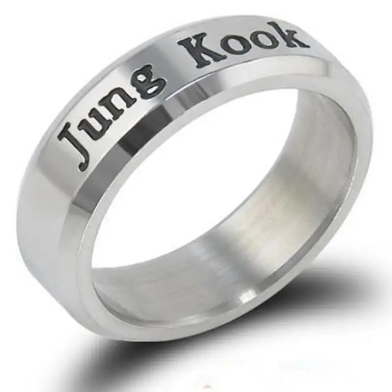 Anillo de dedo de acero de titanio con diamantes de imitación del ejército J-Hope Jin Jung Kook Suga Jimin Jung Kook V Rm joyería Kpop Original