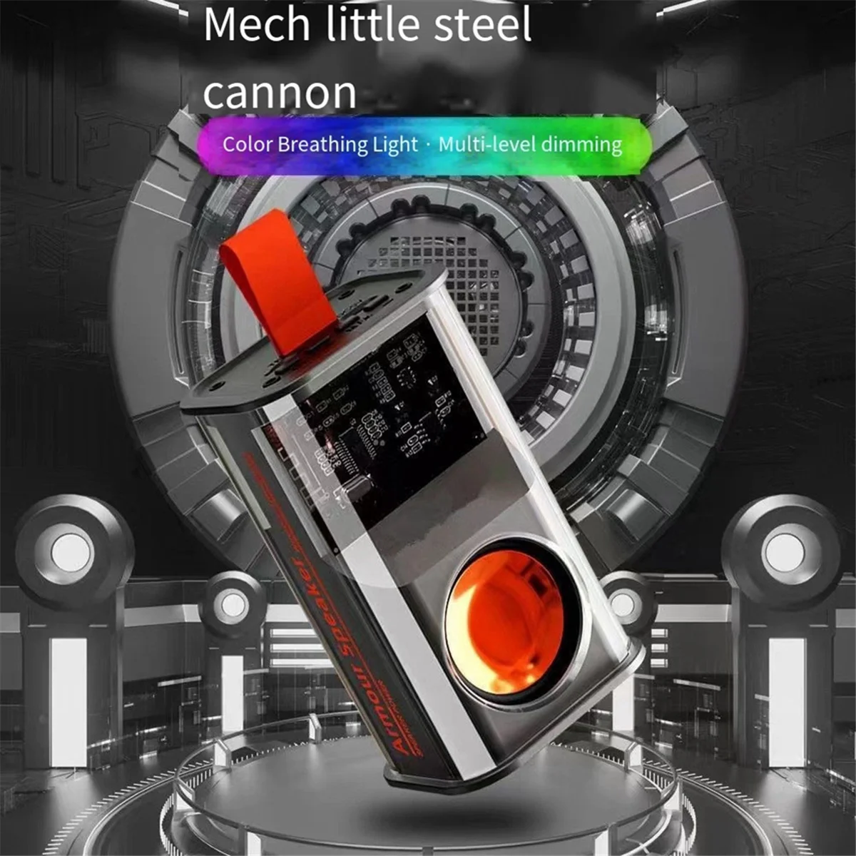 Надежный маленький Bluetooth-динамик Mecha, уличный домашний динамик, прозрачный сабвуфер Mecha, портативный Bluetooth-динамик, черный-ABDQ