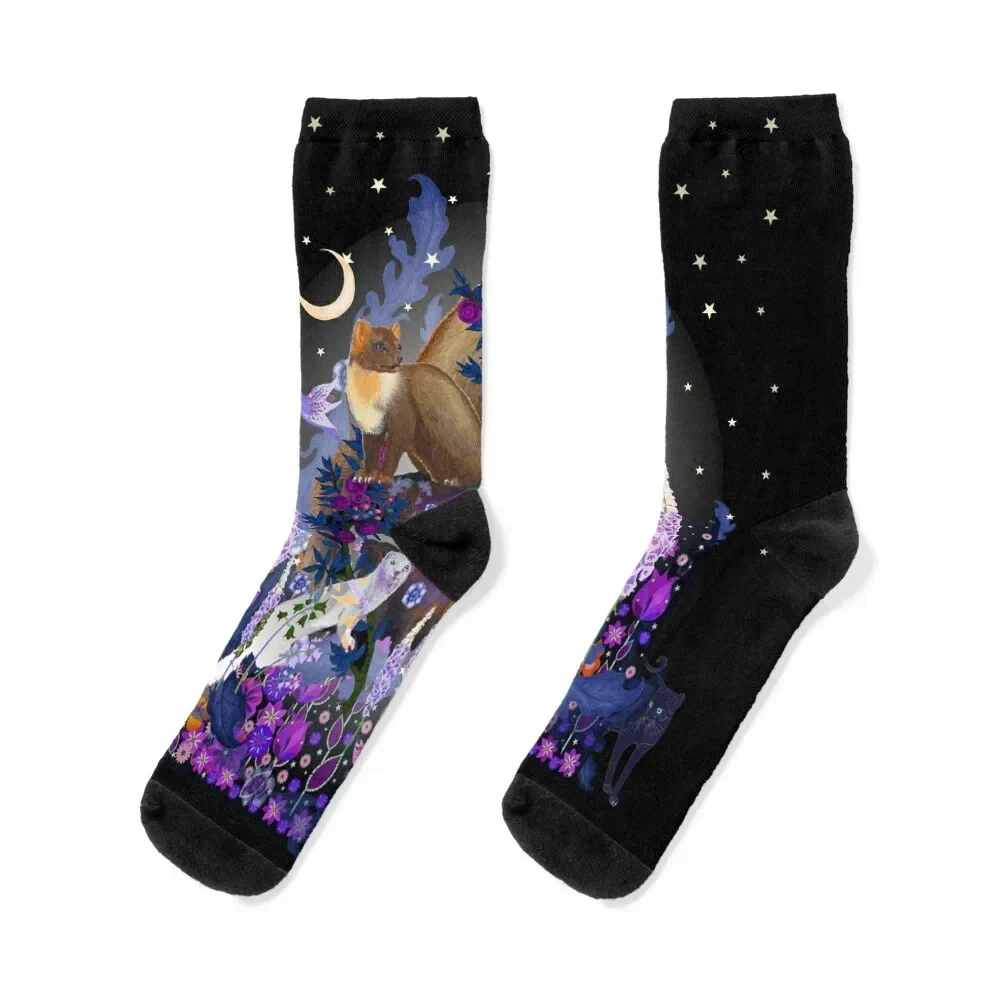 

Pine Martens and White Stoats Socks cycling christmass gift Thermal man winter Girl'S Socks Men's