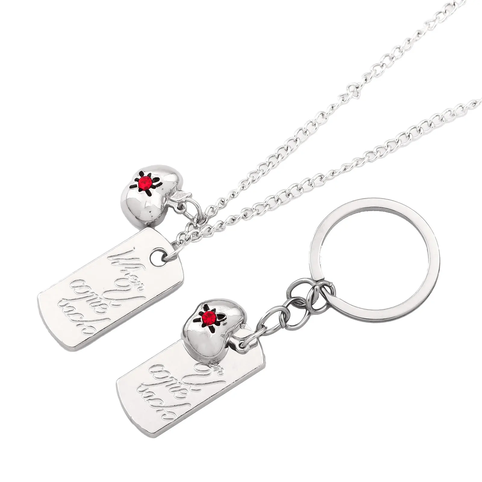 Game large Love and Deep Space Keychain Xia Yizhu Necklace Pendant Fashion Silver Square Apple Clavicle Chain Ladies Jewelry