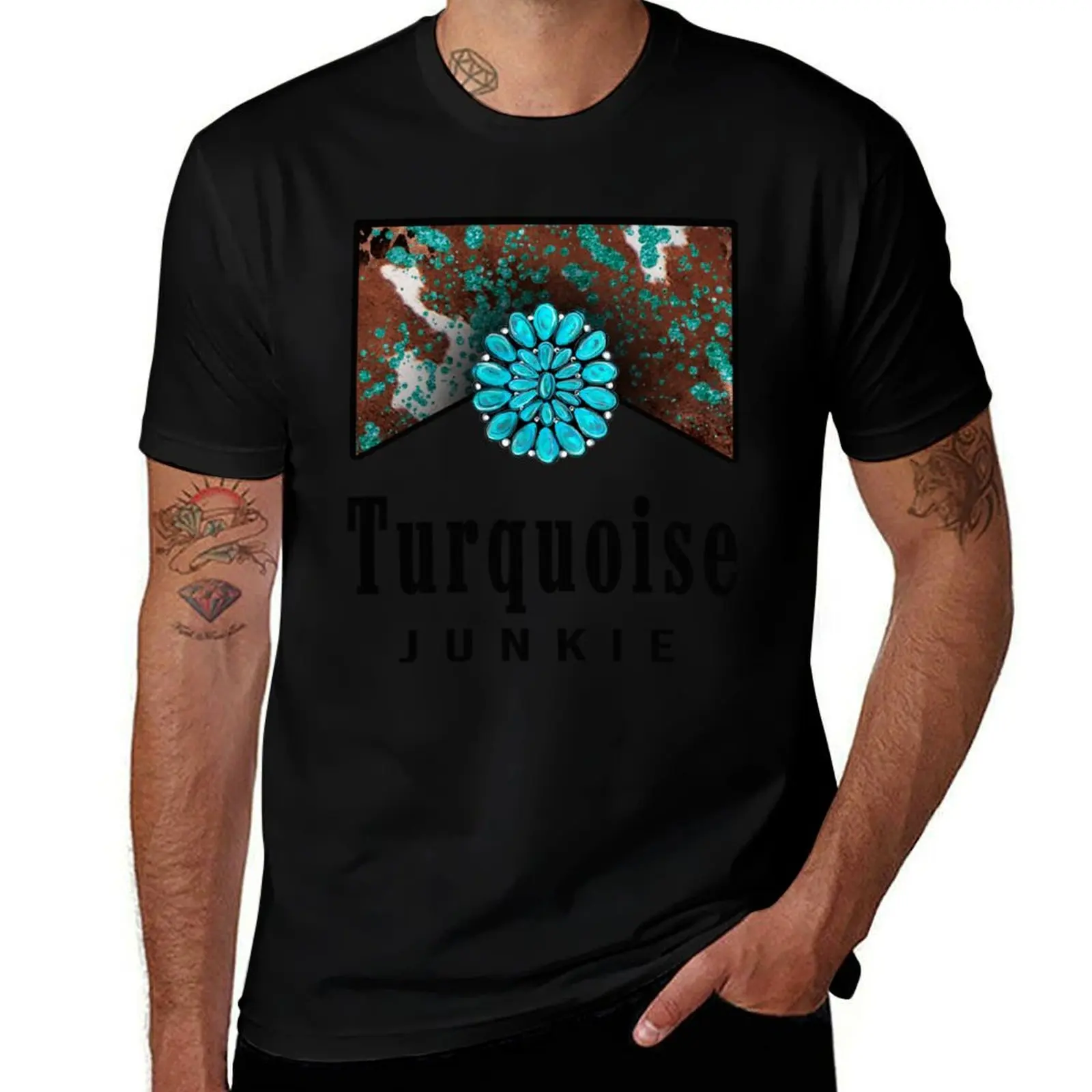 Turquoise Junkie Western T-Shirt sports fans custom shirt anime shirts men