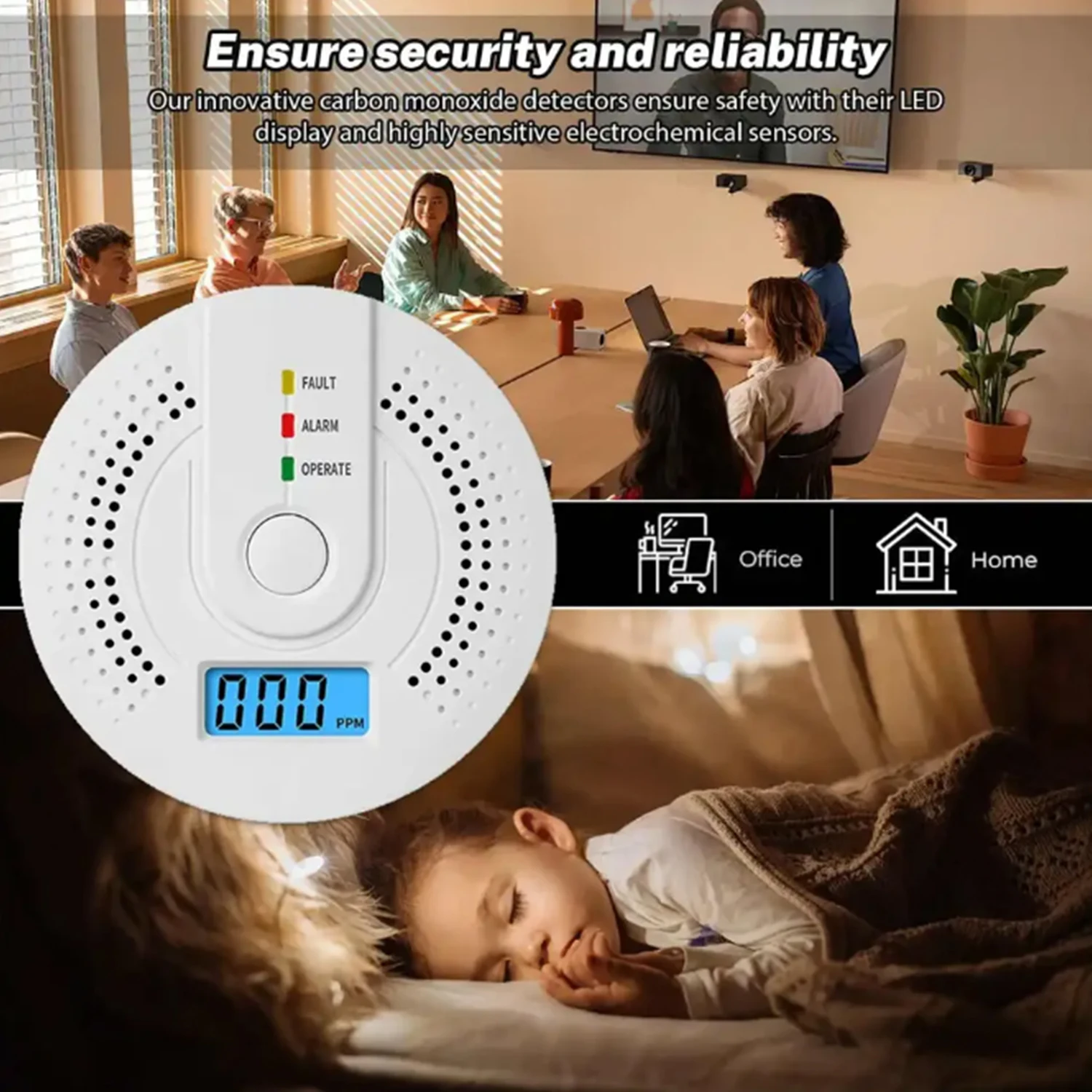 Onafhankelijke CO Alarm Sensor Koolmonoxide Alarm Detector Hoge Gevoelige Waarschuwing LCD Display CO Alarm
