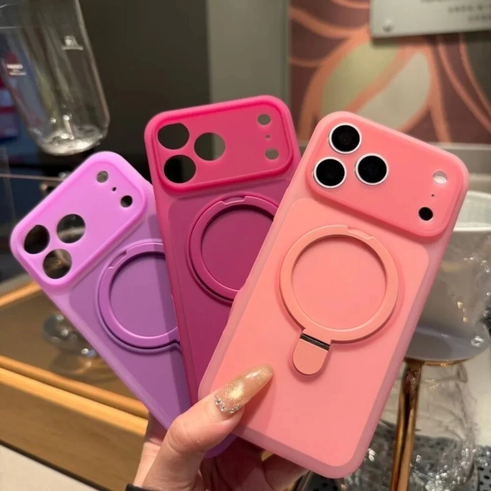 Candy Jelly Bracket Magnetic Phone Case for IPhone 18 17 Pro Max 16 15 Pro 14 13 Stand Camera Control Button Soft Cover Funda