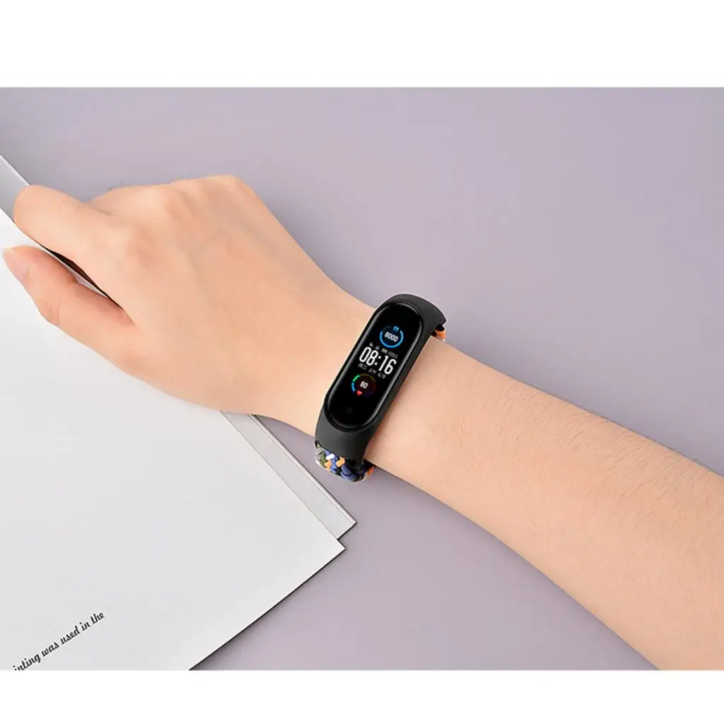 سوار نايلون مضفر مرن قابل للتعديل ، سوار معدني ، ميباند 4 ، 5 ، 6 ، 7 حزام لشاومي مي باند 4 ، 3 ، 5 ، 6