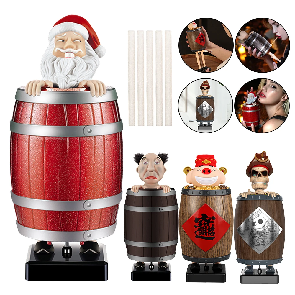 Funny Cigarette Case Cigarette Box Cigarette Holder Dispenser Santa Claus in The Wooden Barrel Pop UpPrank Toy Gift for Man