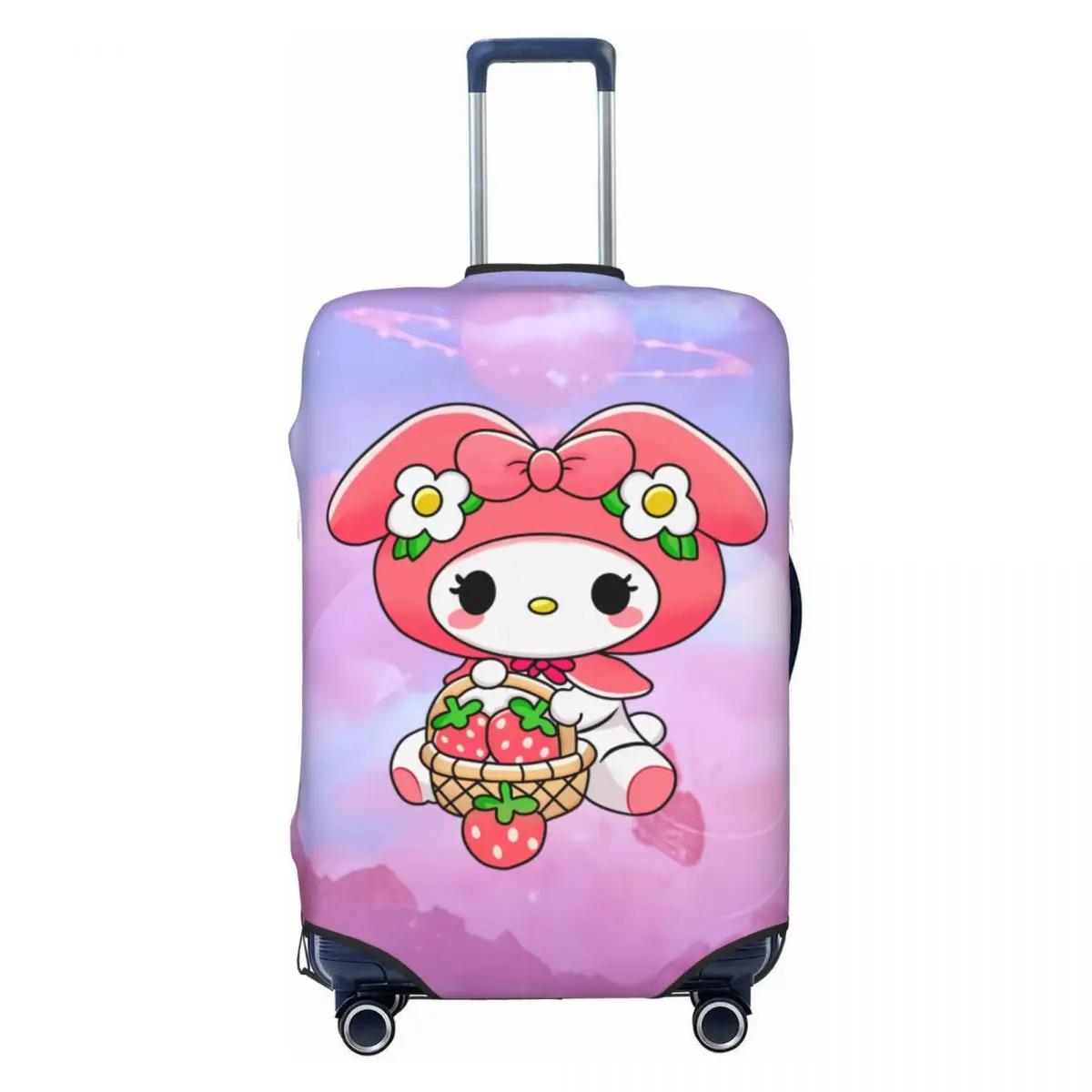 

Custom My Melody Strawberry Picking Luggage Cover Protector Funny Cartoon Bunny Travel Suitcase Covers for 18-32 Inch
