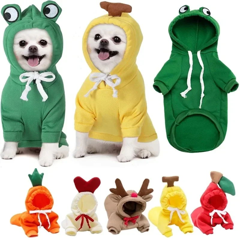 Niedlicher Hunde-Hoodie, Haustier-Fruchtkleidung, Lustige Hunde- und Katzenmäntel mit Mütze, Halloween-Cosplay-Kostüm, Kapuzenpullover für Welpen und Katzen