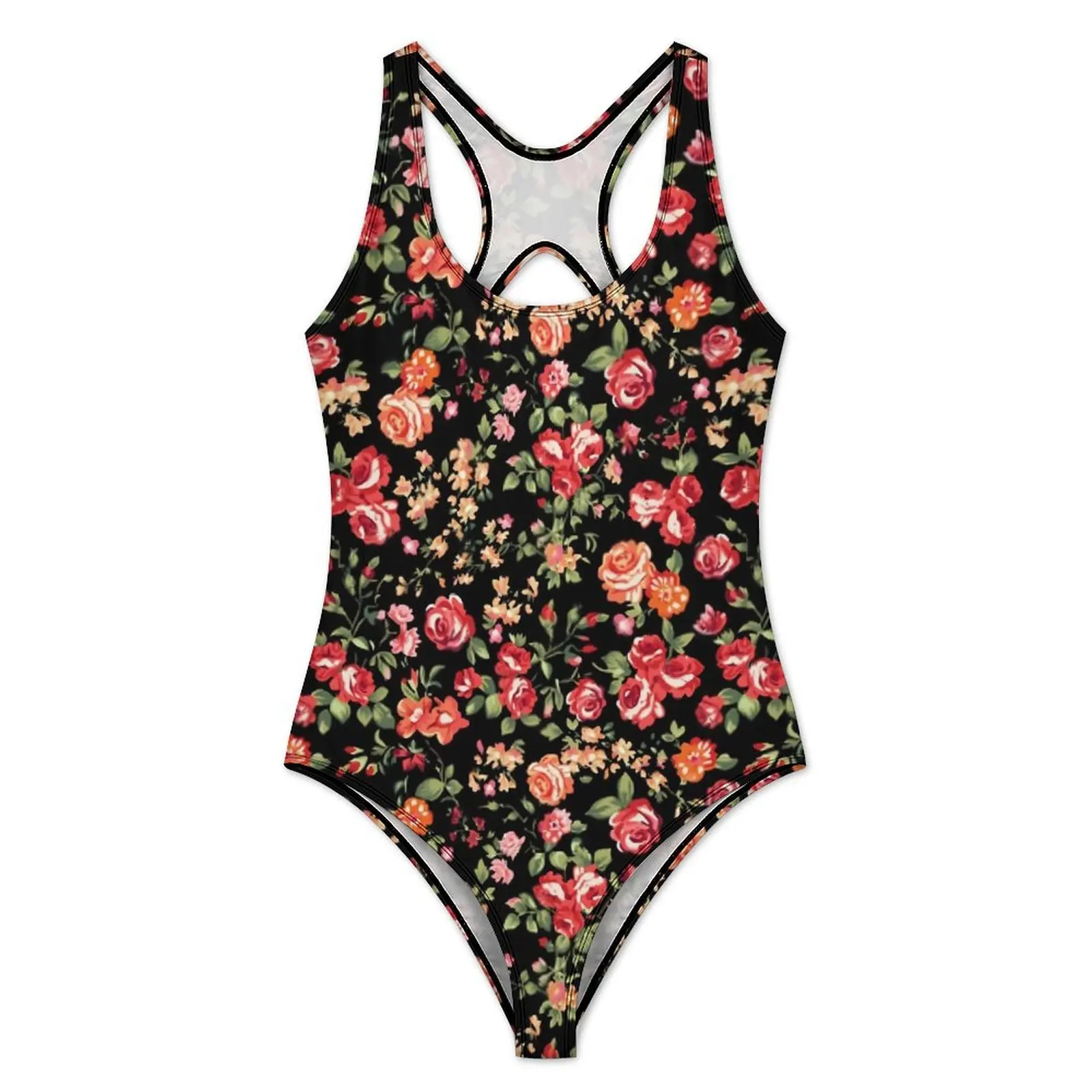 Ditsy Floral Swimsuit Sexy Flowers Print Women Swimwear One-Piece Retro Bodysuit Holiday Swim Push Up Backless Beachwear