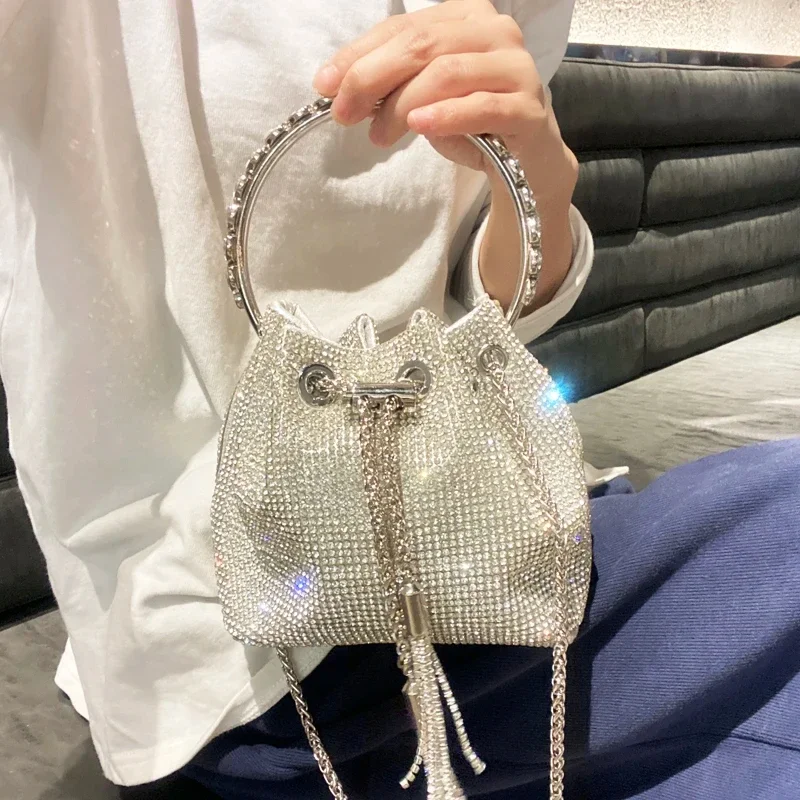 New purses and handbags bags for women luxury Designer bucket clutch purse evening banquet bag Crystal rhinestone shoulder bag