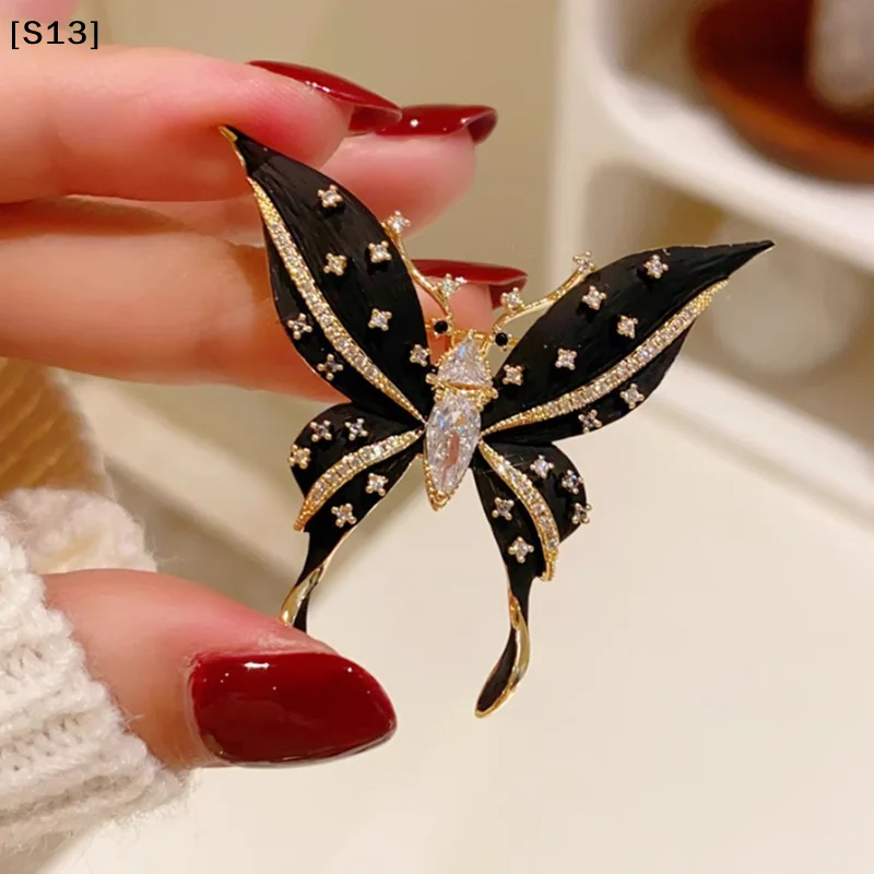 Exquisite Large Butterfly Brooches For Women Girls Vintage Enamel Pins Versatile Shiny Corsage Clothing Accessories Gifts[Q][Q]