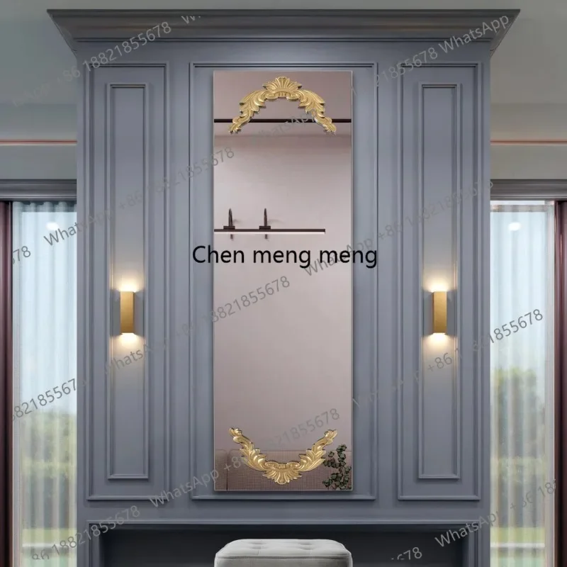 European-style carved full-body mirror wall-mounted entrance luxury full-length mirror French retro cloakroom fitting mirror