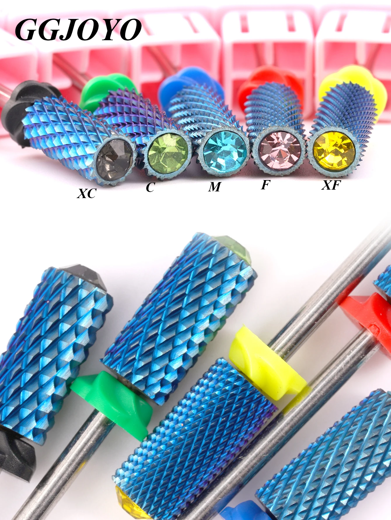 1pc Tungsten Carbide Acrylic Nail Drill Bit Professional Chrome 6.6mm Crystal Top Large Barrel Nail Bits 3/32