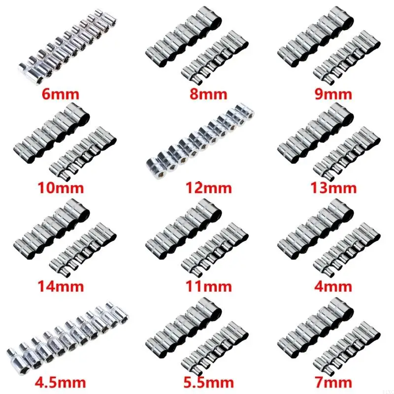 

11xc Short Spocket Spanner 1/4 -дюймовый привод 6 -тонный метрика 4 мм 14 мм для профессионального использования