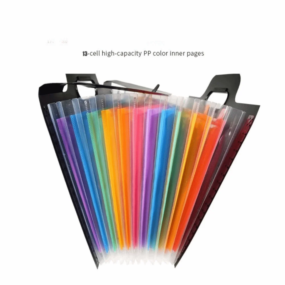 13 Pocket Expanded File Holder Buckle Closure with Handle Document Organizers Colorful Inner Thicken a4 Document Bag