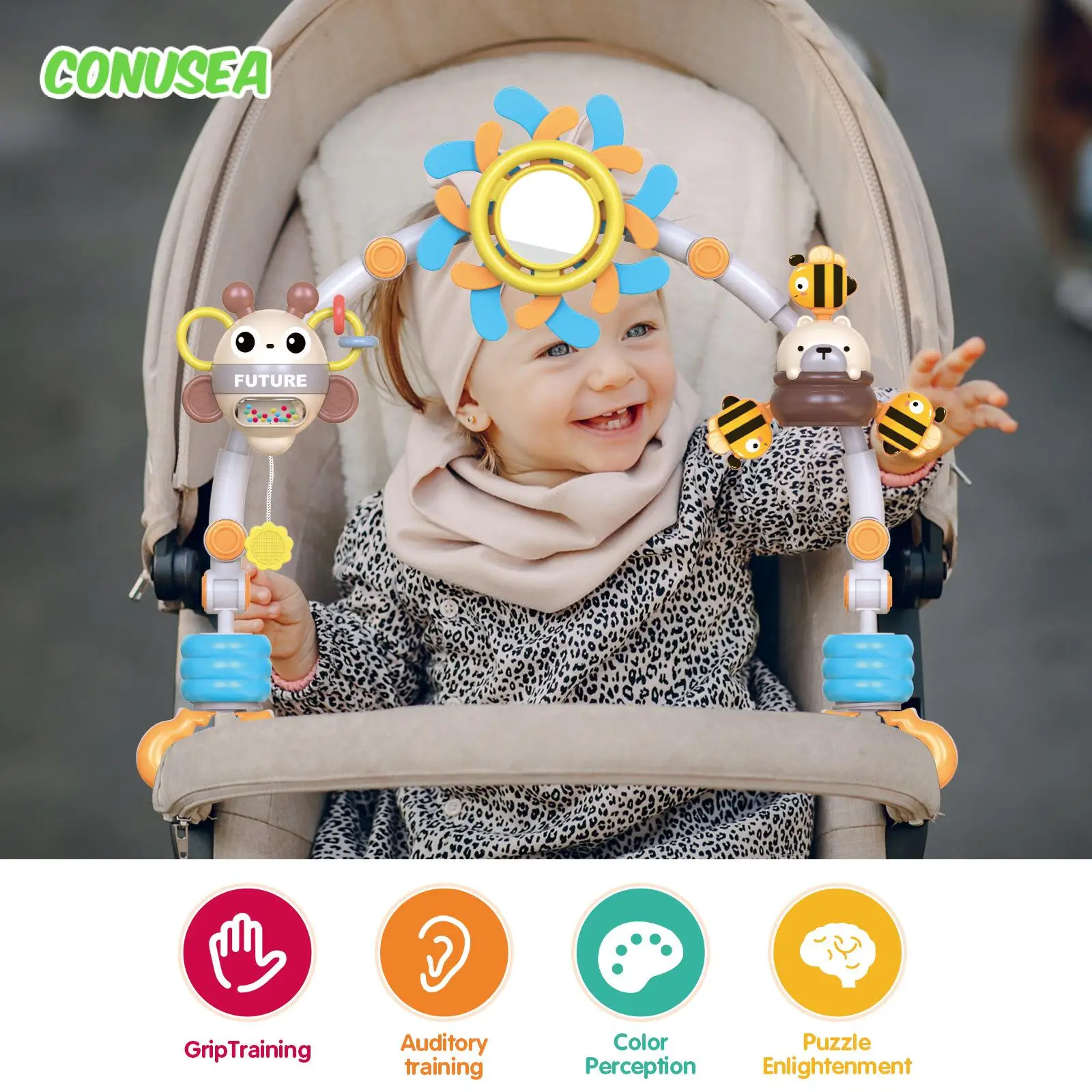 Newborn Babies Sensory Toys Stroller Toy Baby Toys 12 Months Musical Mobile Crib 0-24 Months Hanging Bed Bell Educational Toys