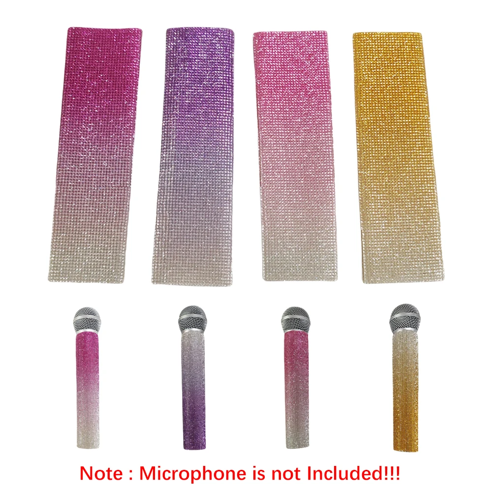New Rhinestones Microphone Cover,Rhinestones Mic Handle Sleeve, Wireless Microphone Decorative Sleeve for Stage,Party,Wedding