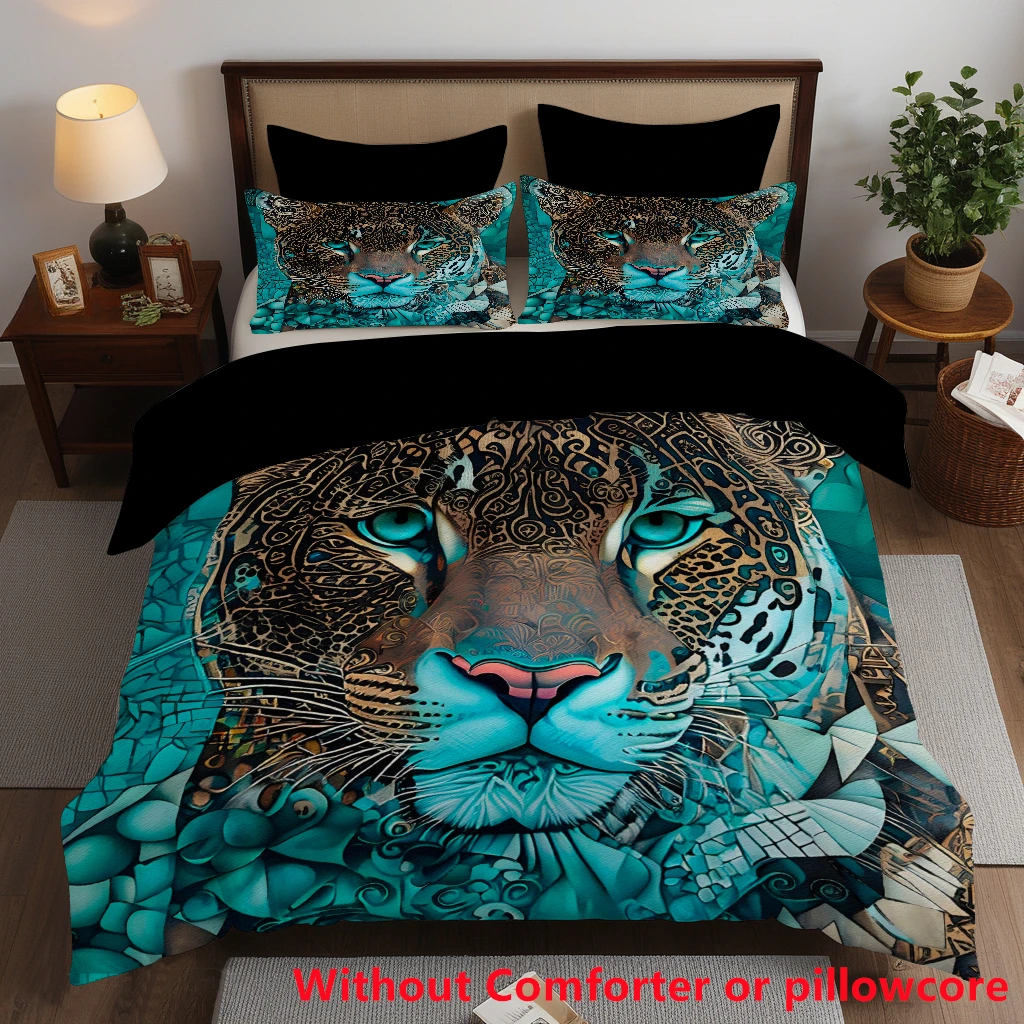 

Bohemian Leopard Pattern Polyester 3D Printed Quilt Cover Set Bedding Cover Pillowcase Luxury Animal Theme Duvet Cover Sets