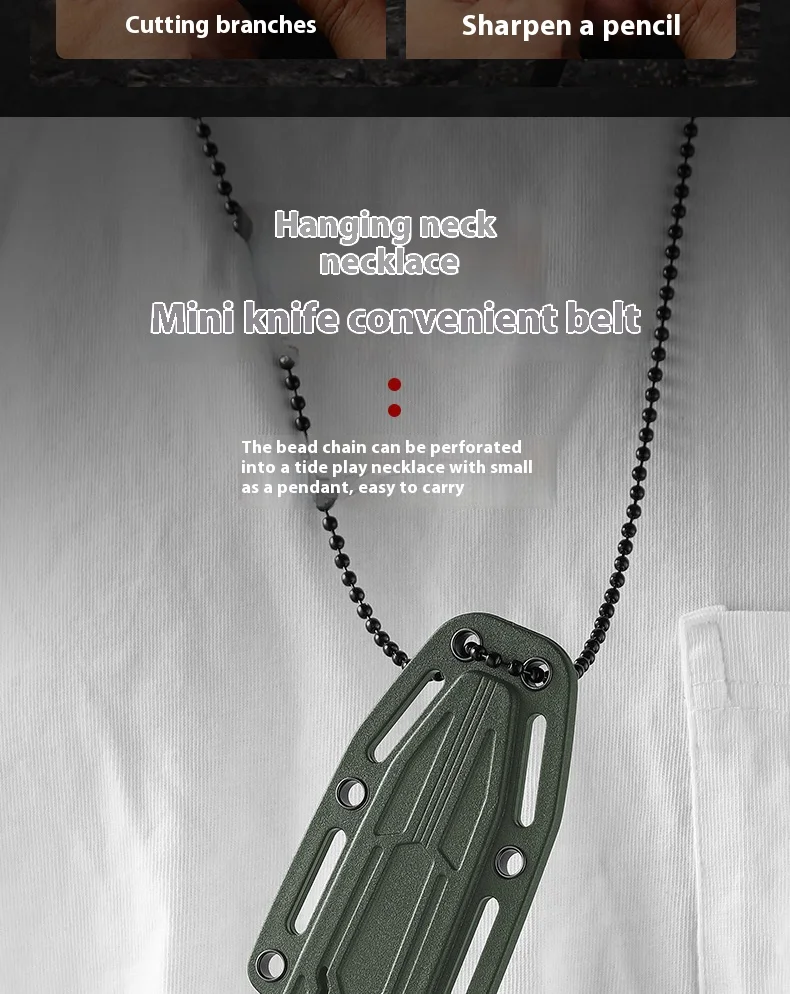 Neck Carry Outdoor Portable Cutting Tool with Sheath and Bead Chain, Multifunctional Small EDC Pocket Tool for Camping Hiking image 5