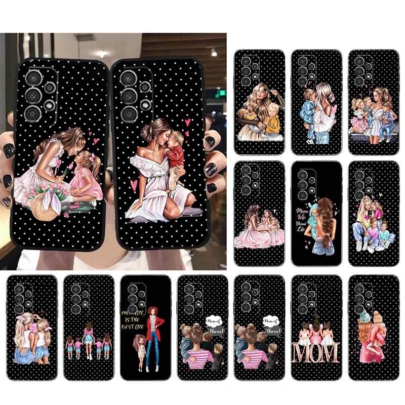 Phone Case for Samsung Galaxy A73 A13 A22  A32 A71 A33 A52 A53 A72 A73 A51 A31 A23 A34 A54 A52 A53S Mama Mom Son Daughter Funda