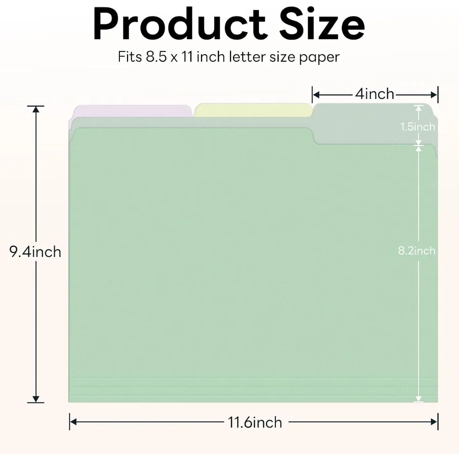 مجموعة مجلدات الملفات الملونة مكونة من 12 1 3 مجلد حجم الحروف المقطوعة لملفات المستندات 8.5 × 11 6 ألوان ملفًا للمكتب Sc