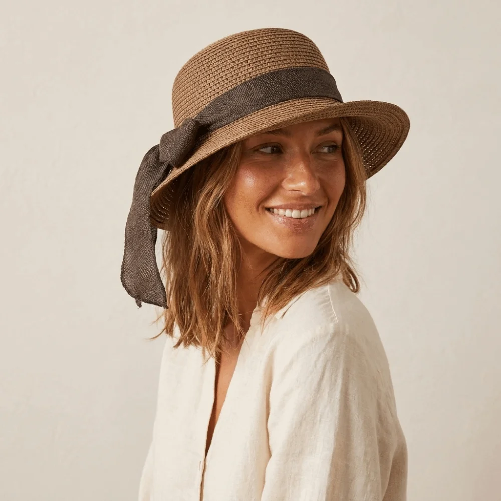 

Portable Straw Weaving Beach Hat Foldable Breathable Bow Fisherman Cap Polyester French Style Big Brimmed Woven Cap Travel