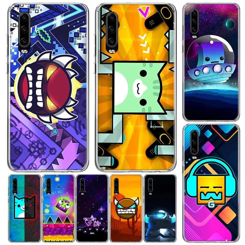 Geometry Dash Game Cover For Huawei P30 P40 P10 P20 Lite Phone Case Mate 20 10 Pro Y5 Y6 Y7 Y9S Print Customized Coque Fundas