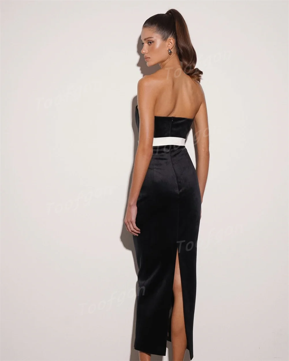 Toofgon マーメイドサテンカスタマイズされたイブニングドレス女性のためのホワイトベルトウエディングドレス特別な日のフォーマルパーティーブライドメイドドレス