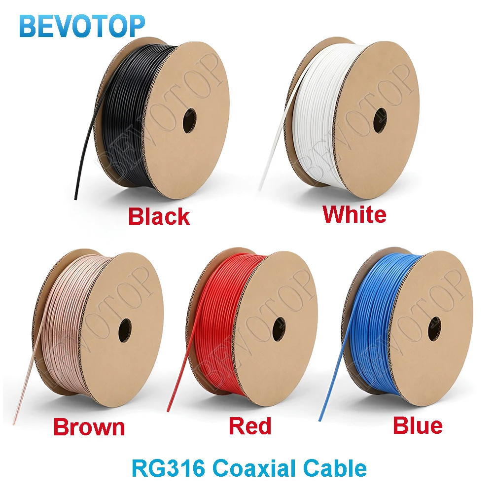 RG316D/RG316 Cable Blue/White/Black/Brown RG-316 RF Coaxial Cable 50 Ohm Low Loss Pigtail Jumper for Crimp Soldering Connector