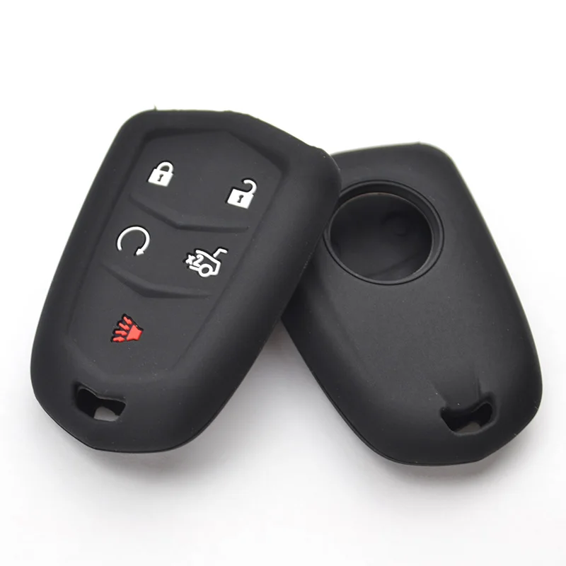 For Cadillac CT6 ATS CTS XTS SRX XT5 Silicone Remote Key Case Fob Shell Cover Skin Holder 5 Button 2015-2019